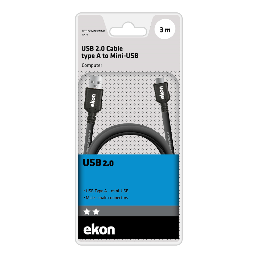 EKON ECITUSBMINI30MMK - USB A auf Mini USB Kabel 3m