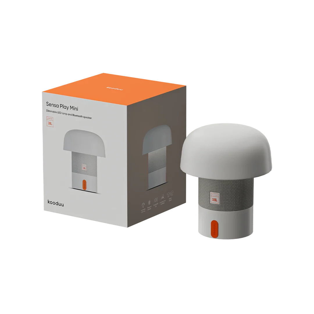 Kooduu SENSAPLAYMINIJBLWHITE - Tragbarer Bluetooth-Lautsprecher mit LED-Licht