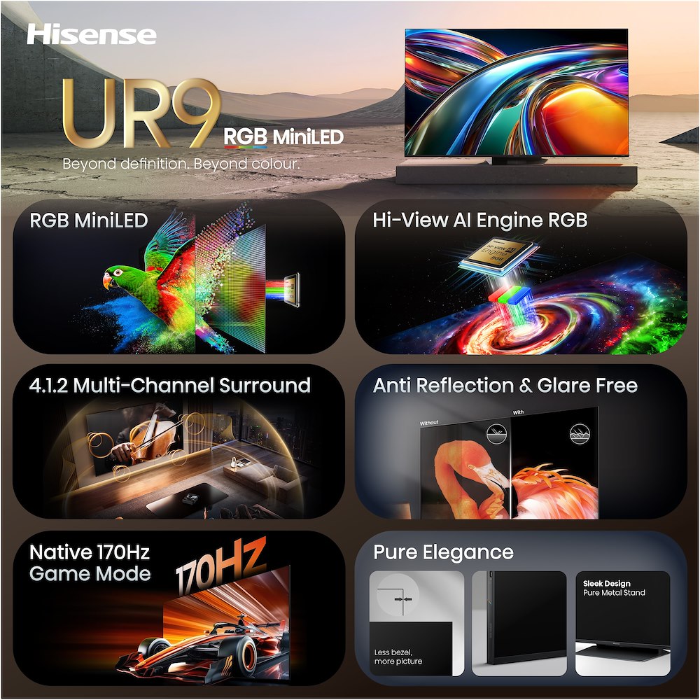 HISENSE 65UR9S - TV RGB MiniLED 170Hz 65" 4K