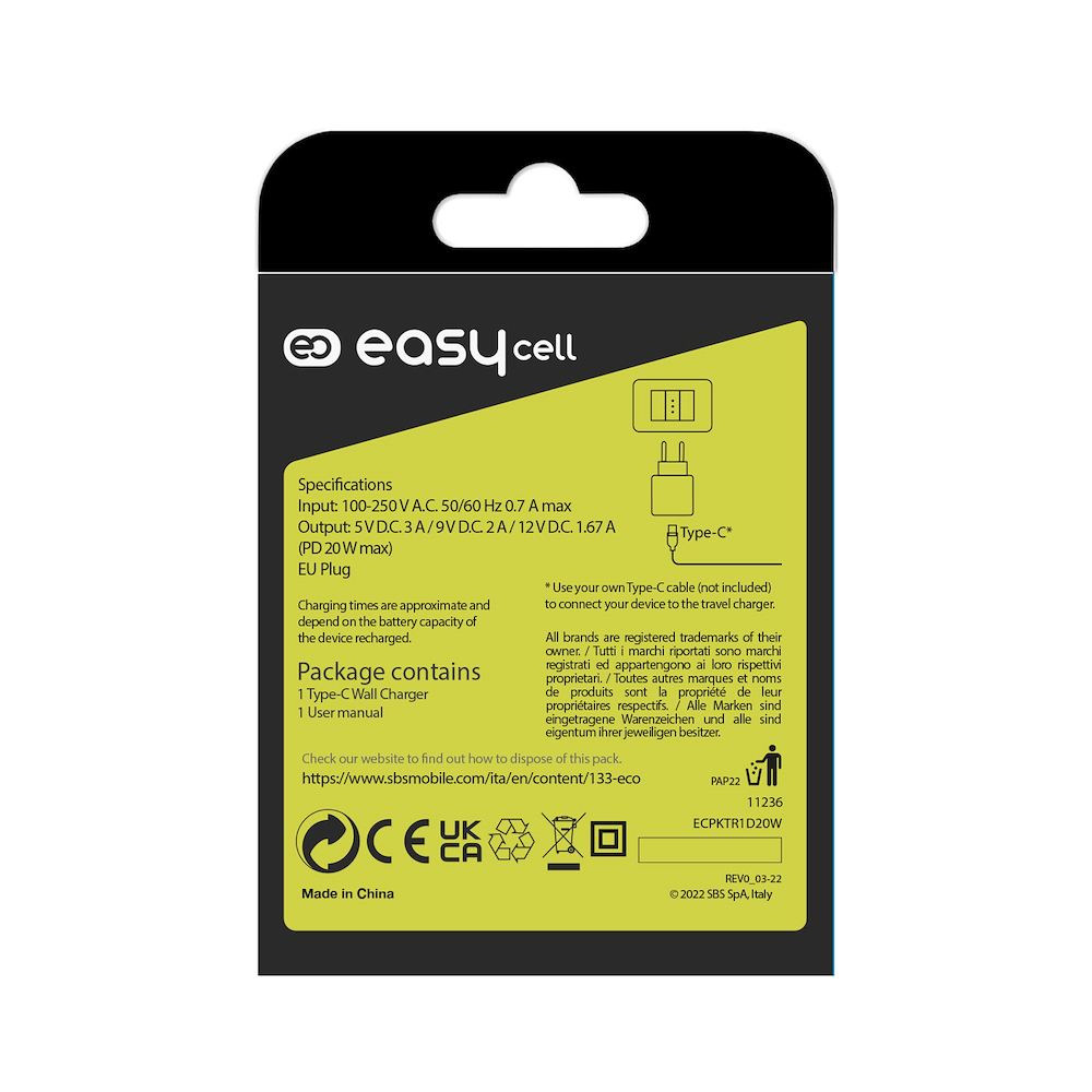EVENERGY ECPKTR1D20W - USB-C Netzladegerät 20W Weiß