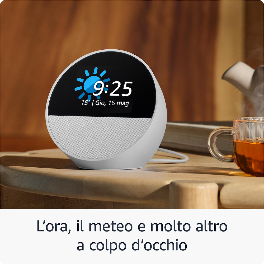 ECHO ECHOSPOT2024WHITE - Amazon Echo Spot 2024 Smart-Wecker mit Alexa