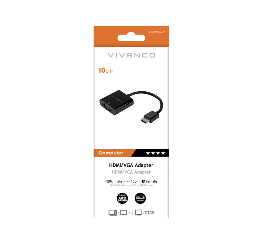 VIVANCO VVITADHDMIVGAMF - HDMI zu VGA Adapter Schwarz