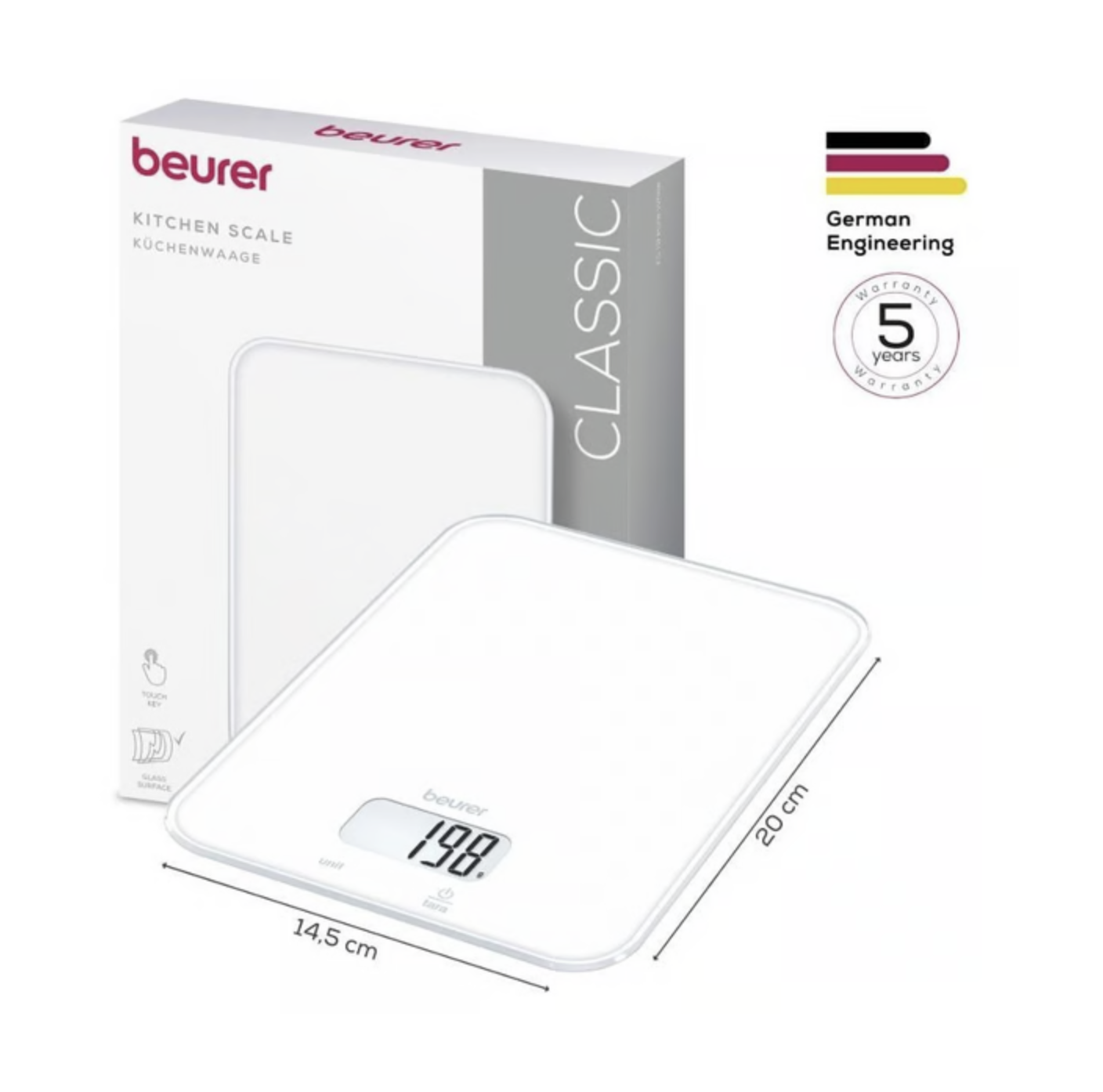 BEURER KS19PUREWHITE - KÜCHENWAAGE 5KG