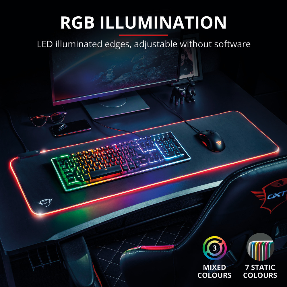 TRUST 23395 - Tappetino für XXL-Maus RGB mit LED-Beleuchtung