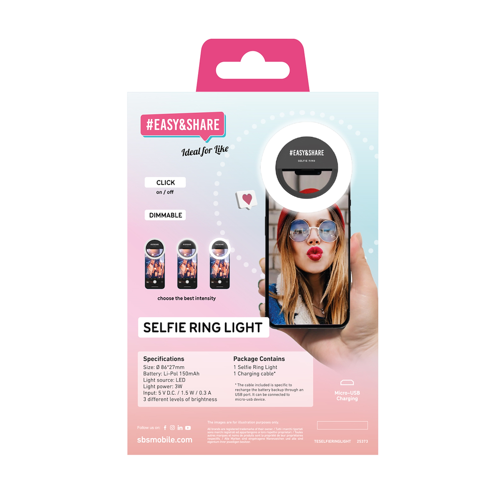SBS TESELFIERINGLIGHT - Selfie Ringlicht für Smartphones