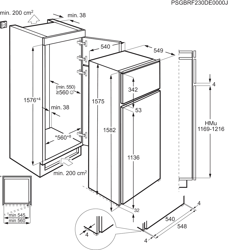 Electrolux KTS5LE16S - Einbau-Kühl-Gefrierkombination 158cm
