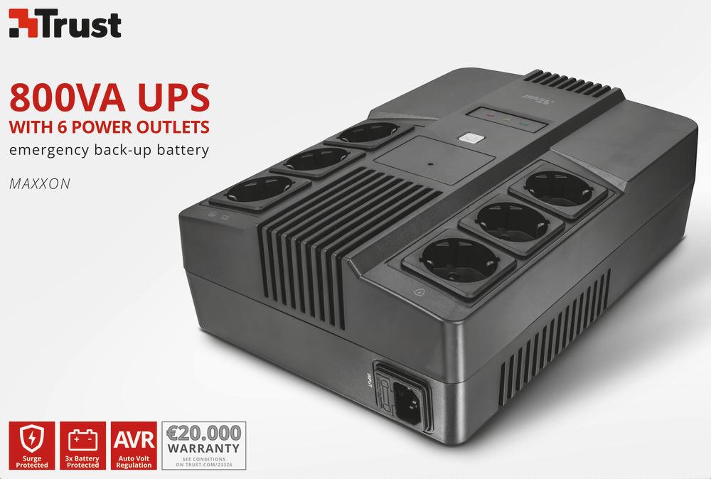 TRUST 23326 - Maxxon 800VA USV mit 6 Steckdosen