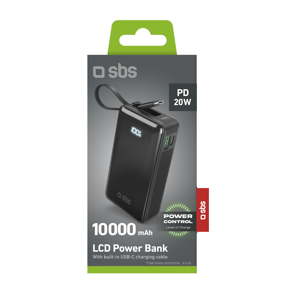 SBS TTBB10000LCDTCPD20K - Power Bank 10000mAh mit Display