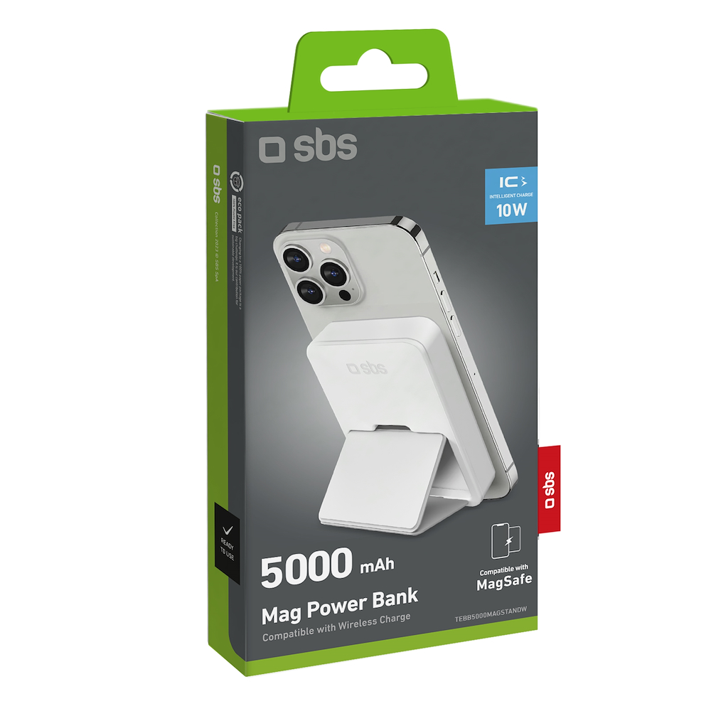 SBS TEBB5000MAGSTANDW - Powerbank Mag 5000mAh mit Halterung