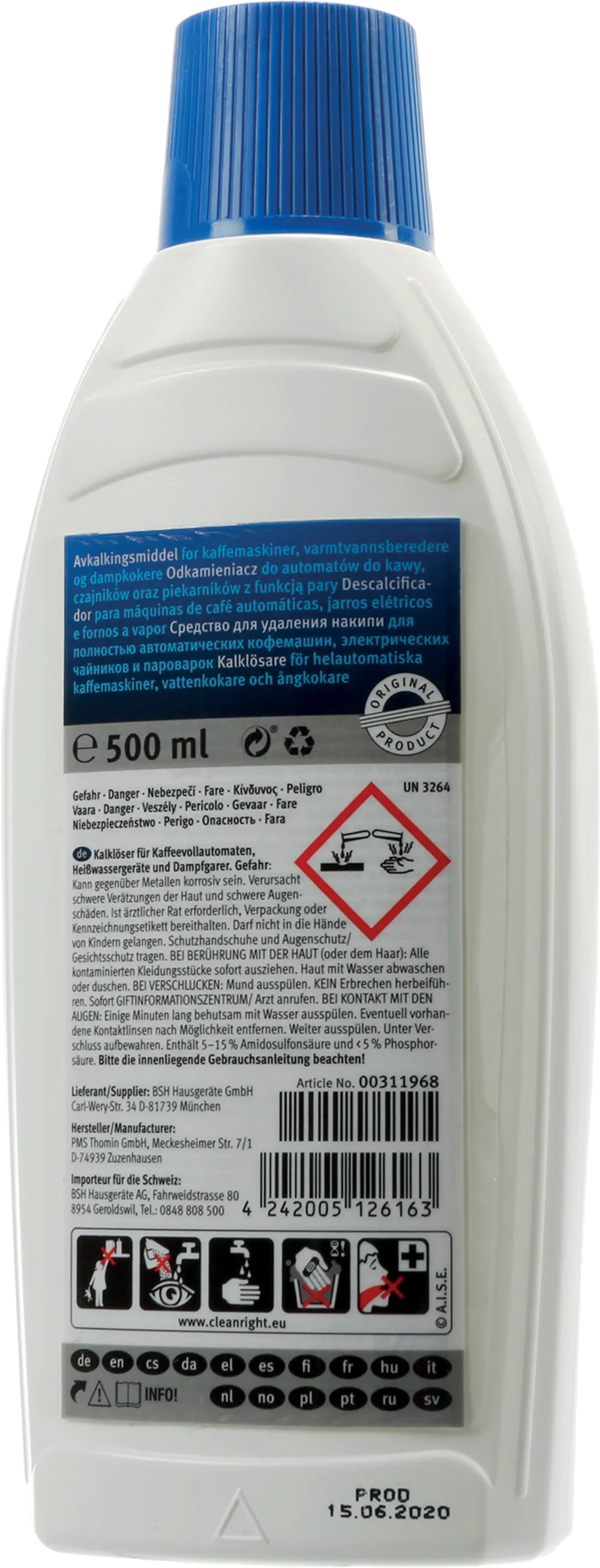 BOSCH 00311968 - Bosch Flüssigentkalker für Kaffeemaschinen und Dampfgeräte