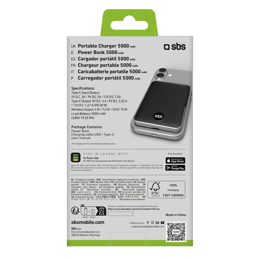 SBS TEBB5000MAGSTAND - Powerbank 5000mAh mit Ständer