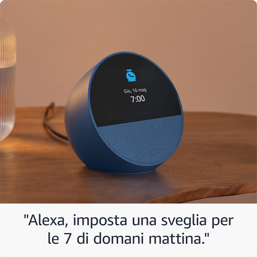 ECHO ECHOSPOT2024WHITE - Amazon Echo Spot 2024 Smart-Wecker mit Alexa