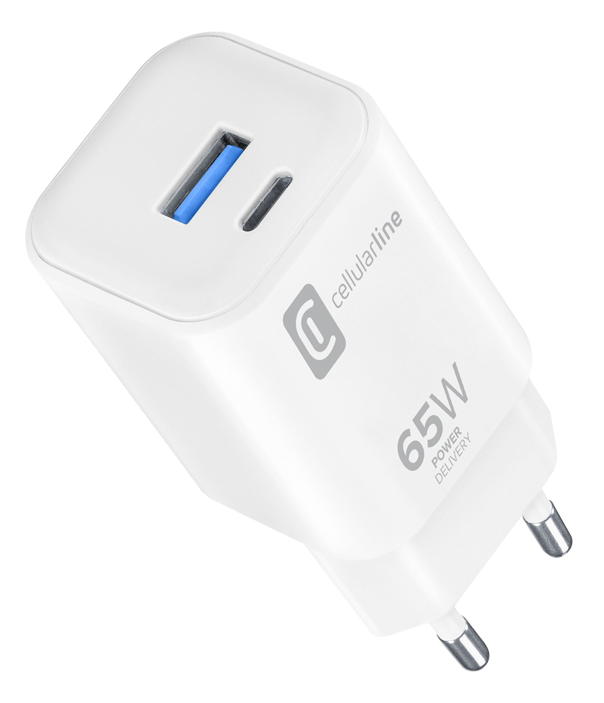 CELLULAR LINE ACHUSBC2PD65WSMLW - 65W Dual-Ladegerät für verschiedene Geräte