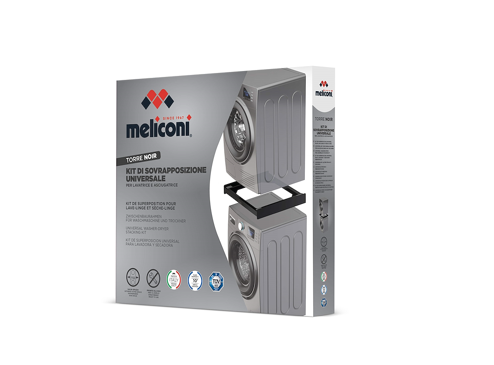 MELICONI 656138 - 656138 0718626 Verbindungs-Kit für Waschmaschine und Trockner – Schwarz