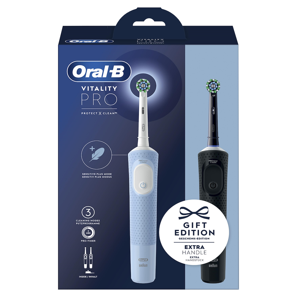 ORAL-B VITALITYPRODUOBLACKBLUE - Oral-B Vitality Pro Duo Elektrische Zahnbürste Schwarz/Blau