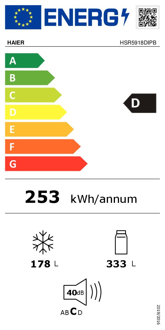 HAIER 34005237 - Side-by-side Kühlschrank 511L Schwarz