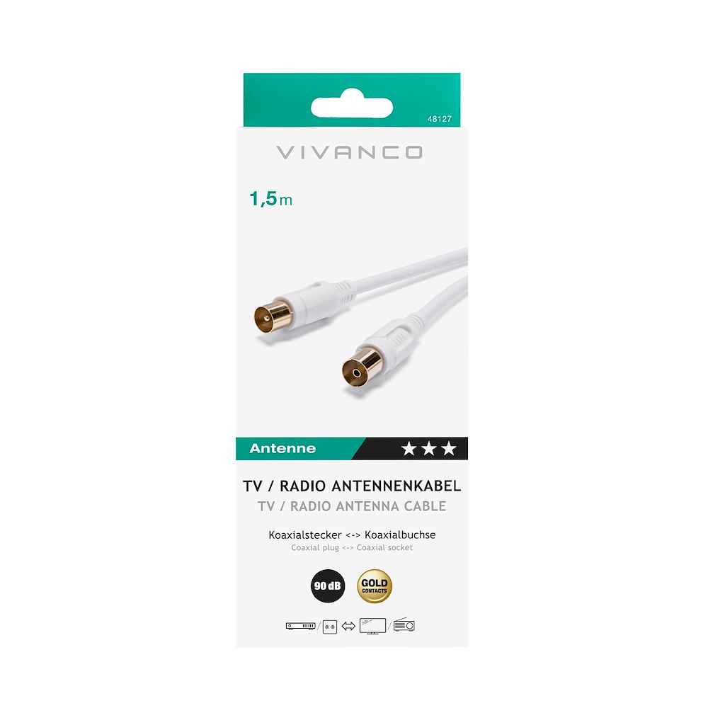 VIVANCO VVACABMF150GW - Antennenkabel 1,5m