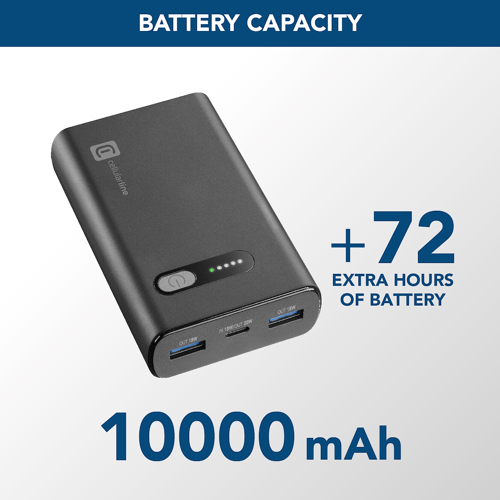 CELLULAR LINE PBFAST01PD10000K - Power Bank Fast PD 10000mAh Schwarz
