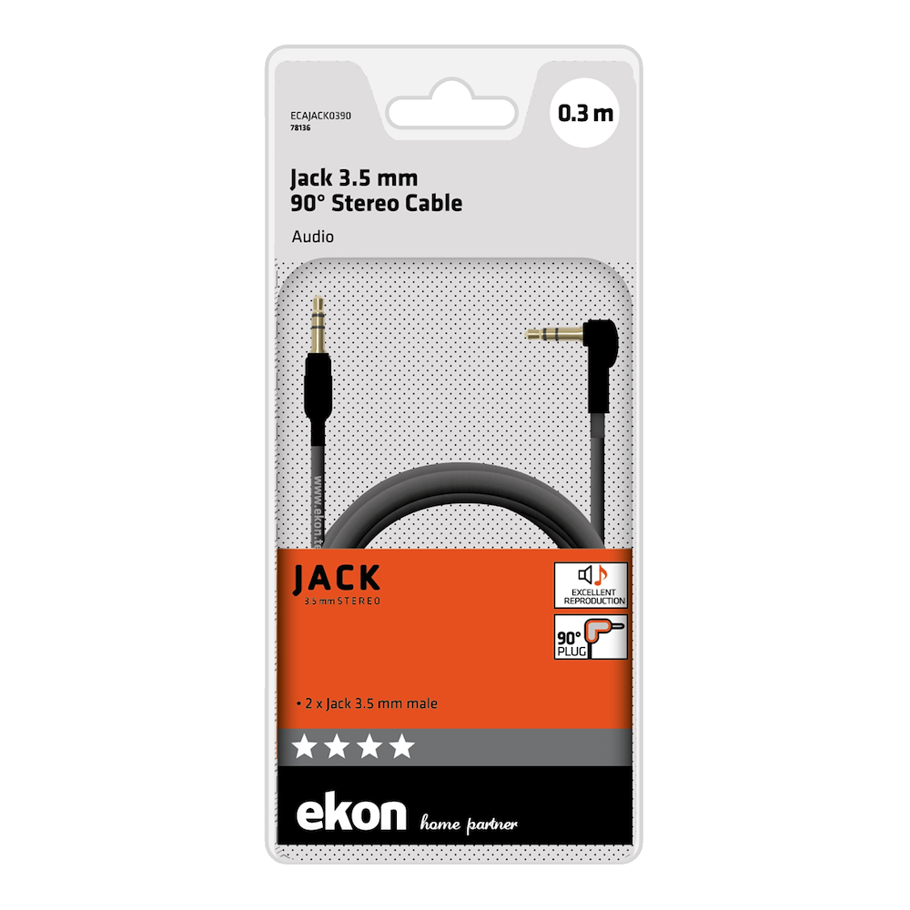 EKON ECAJACK0390 - Audio Jack Kabel 3,5 mm 30 cm 90°