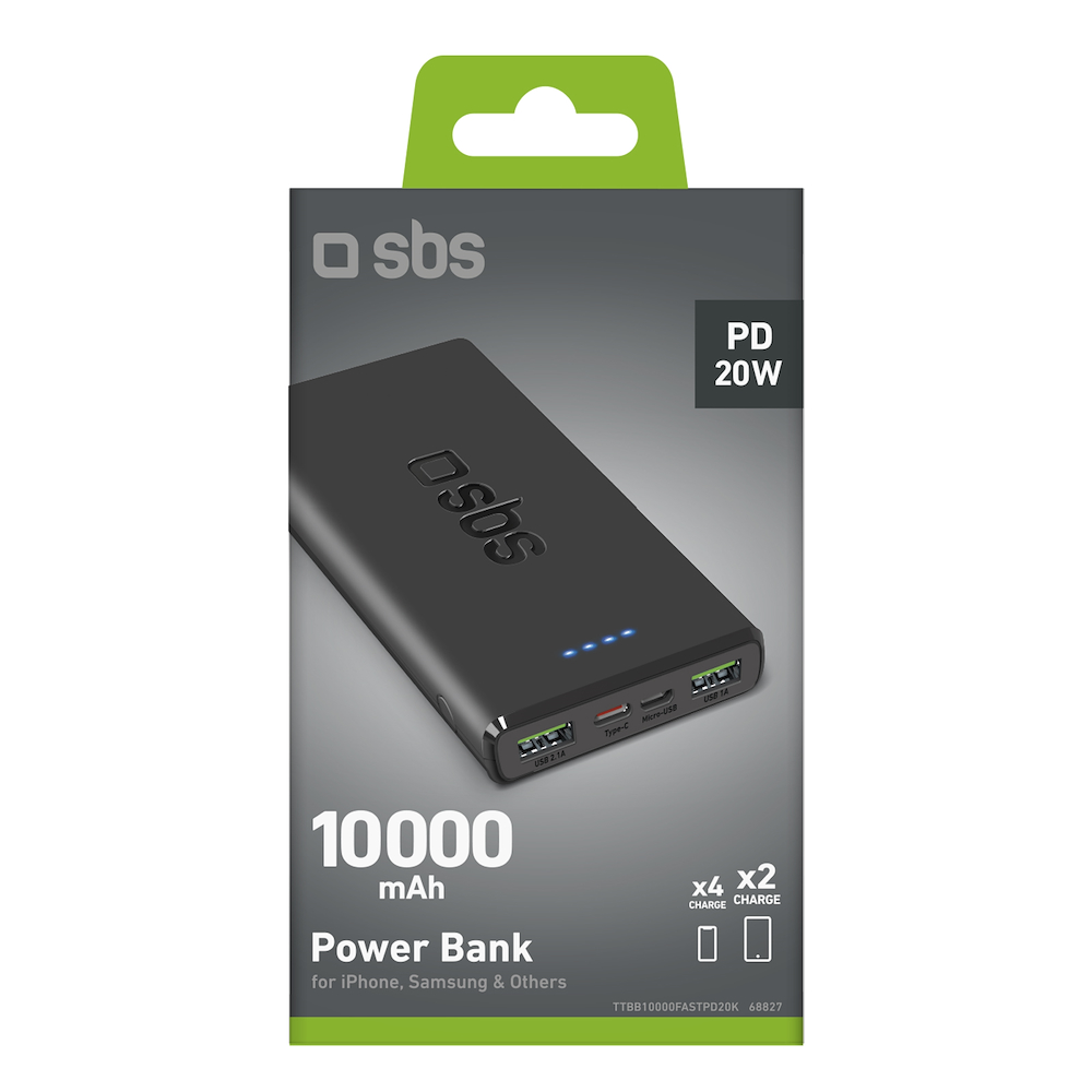 SBS TTBB10000FASTPD20K - Schneller 10000mAh Powerbank für 3 Geräte